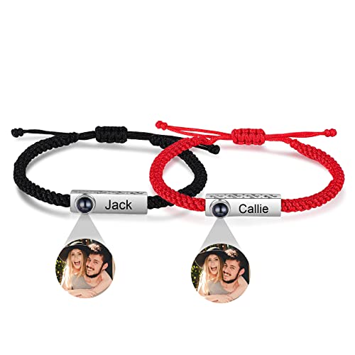 Glooraca Personalisiertes Foto-Armband mit Bild im Inneren, benutzerdefinierte passende Paar-Armbänder für Sie und Ihn, Fotoprojektion, Paare, Armbänder, Geschenke für Frauen und Männer (C) von Glooraca