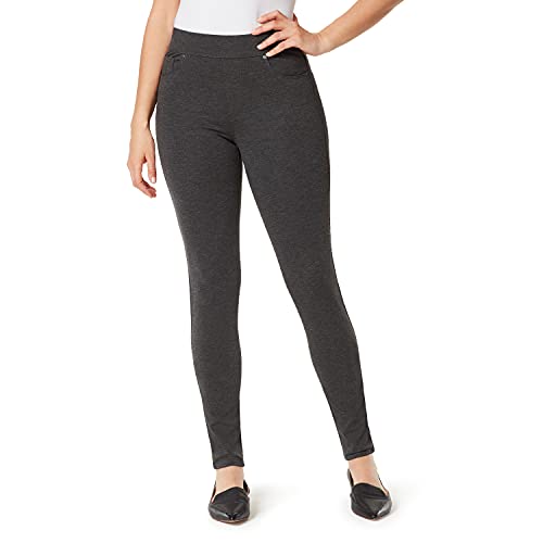 Gloria Vanderbilt Damen Avery Ponte Slim Schlupfhose Hose, Meliert, Grau, 38 Zierlich von Gloria Vanderbilt