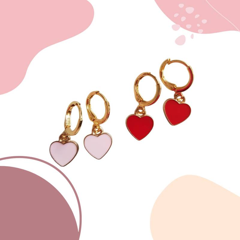 Süße Herz Creolen in Rosa Oder Rort von GloriaMarlaShop