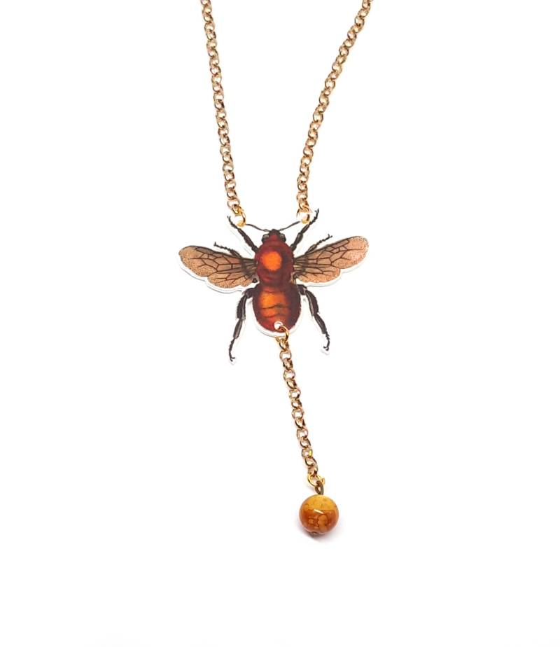 Bee Jewelry, Insekt Kette, Bug-Halskette, Gold-Biene-Anhänger, Krafttier Halskette, Totemtier Anhänger, Entomologie Halskette von GloriaSanchezArtist