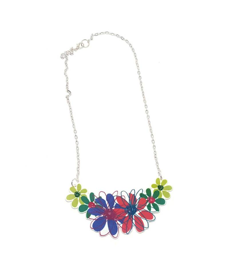 Bunte Florale Halskette. Handgemachte Handgezeichnete Illustration. Durchscheinender Acrylschmuck. Lustiger Bunter Scherz. Frühling Halskette von GloriaSanchezArtist