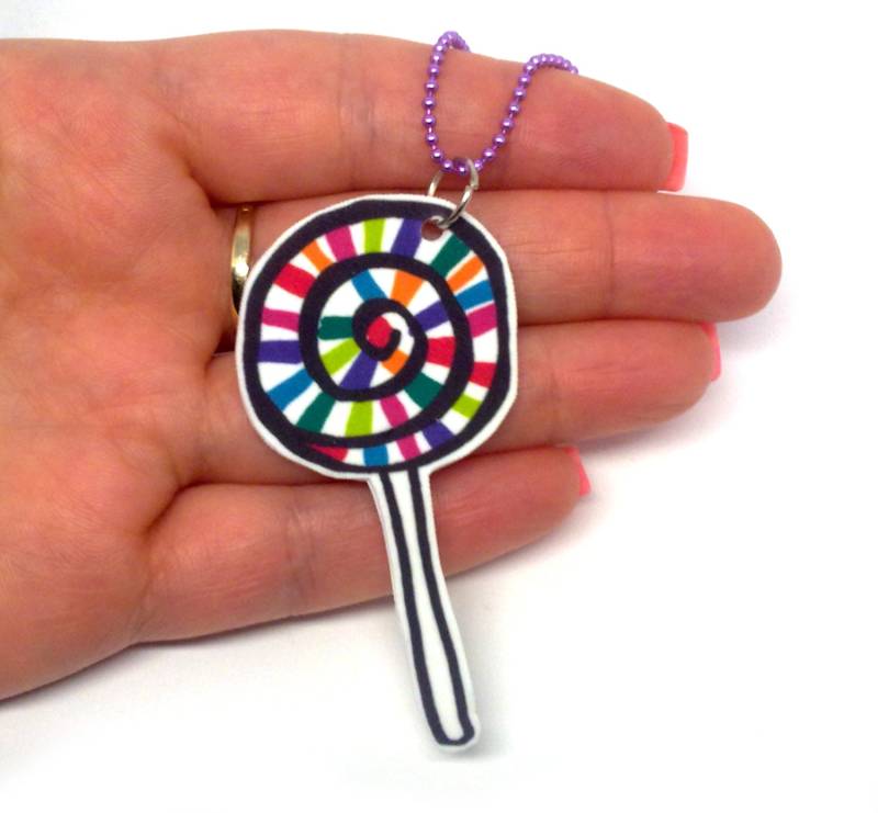 Weihnachtsverkauf, Candy Lolli. Handgezeichnete Abbildung. Leichte Acryl Schmuck. Handgefertigt. Lustige Bunte Jewerly. Sofort Versandfertig von GloriaSanchezArtist