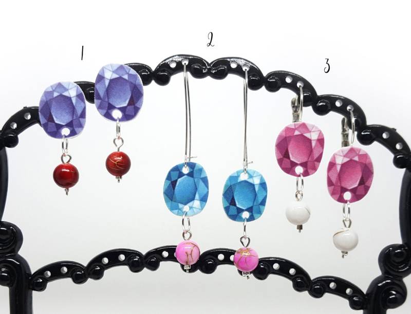 Weihnachtsverkauf, Cyber Monday, Lange Ohrringe Gefälschte Edelsteine, Glam Acryl Ohrringe, Mode Und Elegante Glänzende Shrinky Dinks von GloriaSanchezArtist