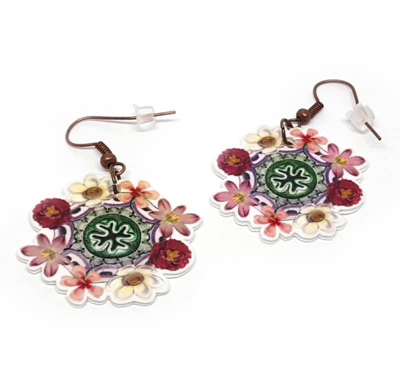 Weihnachtsverkauf, Lange Ohrringe, Schöne Acryl Earnst Haeckel Inspiriert, Collage-Ohrringe, Auf Dinks von GloriaSanchezArtist