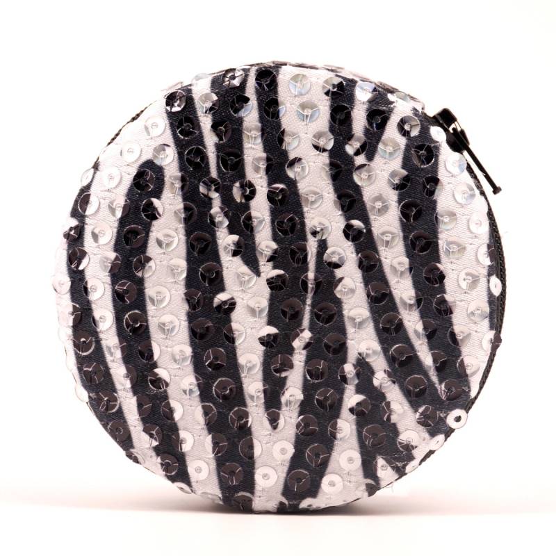 Pailletten-Tiger-Silber Designer-Runde Mit Reißverschluss 7-Tage-Reisen Pillendose Box Animal Print Glänzend Pailletten-Tiger-Silber Designer-Runde Mit Reißverschluss 7-Tage-Reisen Pillendose Box Animal Print Glänzend von GloriasPillCases