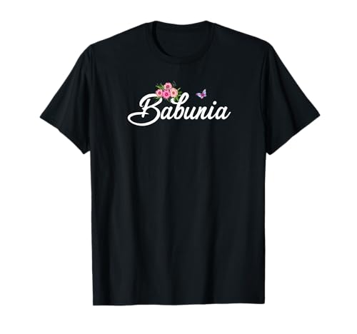 Babunia mit Blumen & Schmetterling Oma Großmutter Mama T-Shirt von Glorious Grandma Names