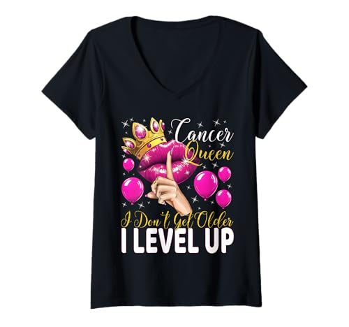 Damen Krebskönigin Ich werde nicht älter Ich steige auf Geburtstagskönigin T-Shirt mit V-Ausschnitt von Glorious Royal Birthday Queens