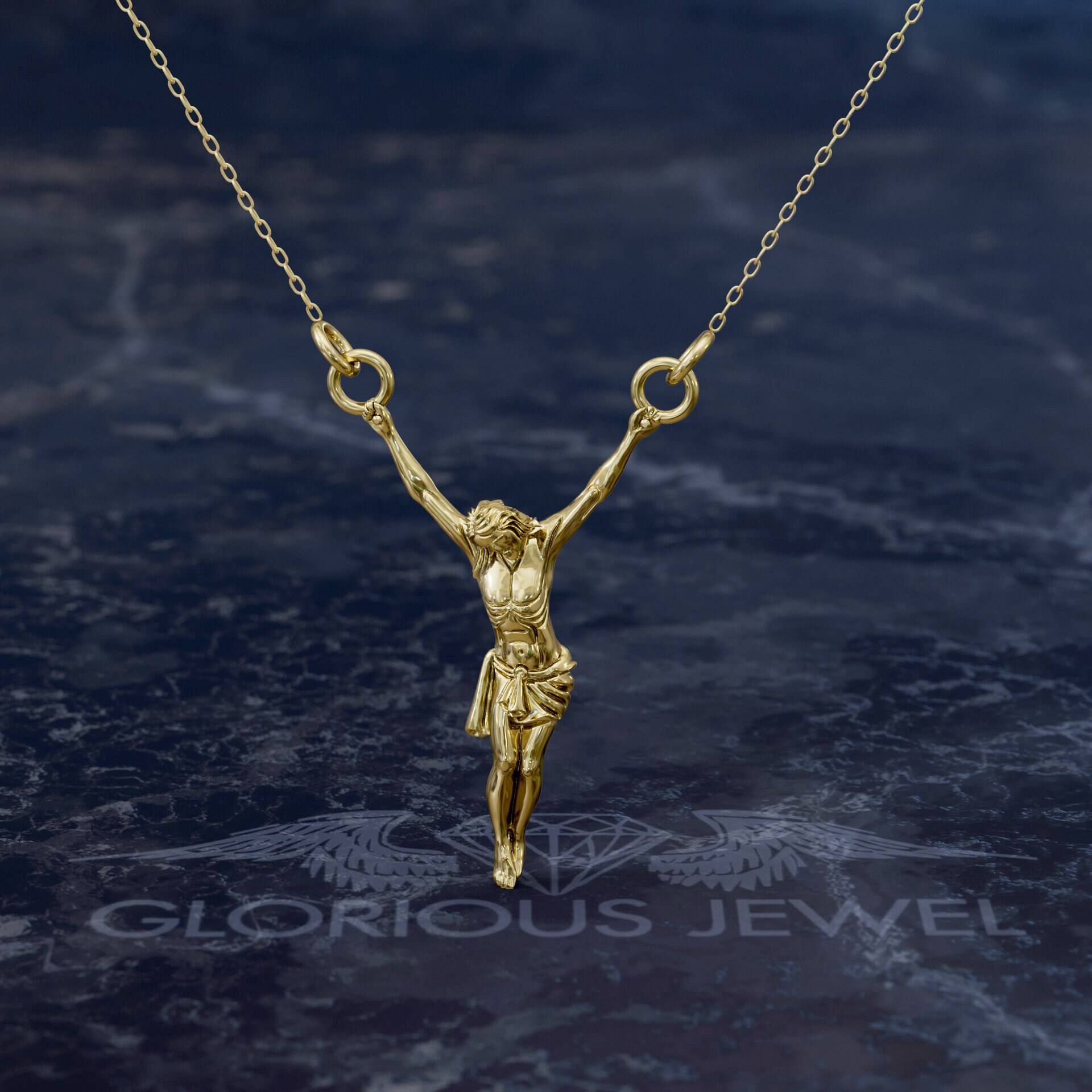 3 cm Christlicher Jesus Anhänger - Inri Kruzifix Gold & Silber Religiöse Halskette Einzigartiges Kreuz Schmuck Geschenk von GloriousJewelOnline