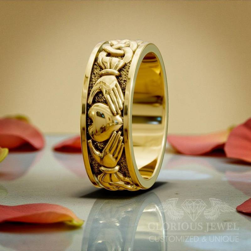 Handgemachter Claddagh Ring Sterling Silber Herz Ehering von GloriousJewelOnline