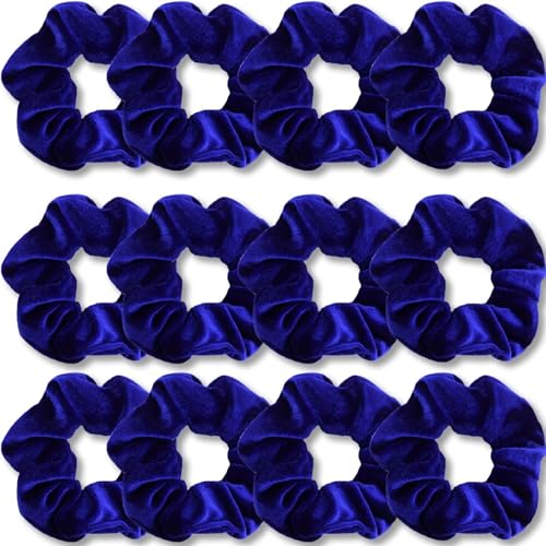 Haargummis, hochwertig, Samt, weich, einfarbig, dicke Gummibänder, Haarschmuck für Damen und Mädchen, 12 Stück(Blau) von Glorixial