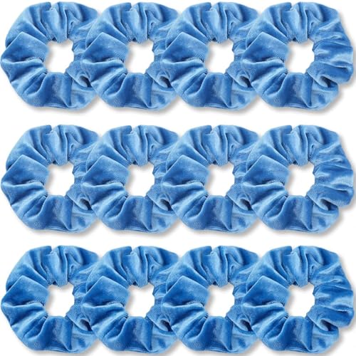 Haargummis, hochwertig, Samt, weich, einfarbig, dicke Gummibänder, Haarschmuck für Damen und Mädchen, 12 Stück(Blau (Azure)) von Glorixial