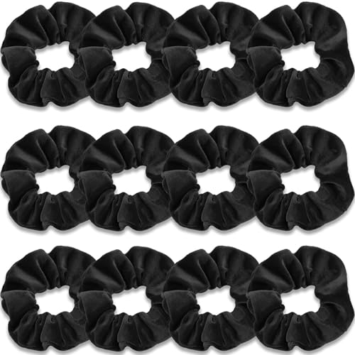 Haargummis, hochwertig, Samt, weich, einfarbig, dicke Gummibänder, Haarschmuck für Damen und Mädchen, 12 Stück(Schwarz) von Glorixial