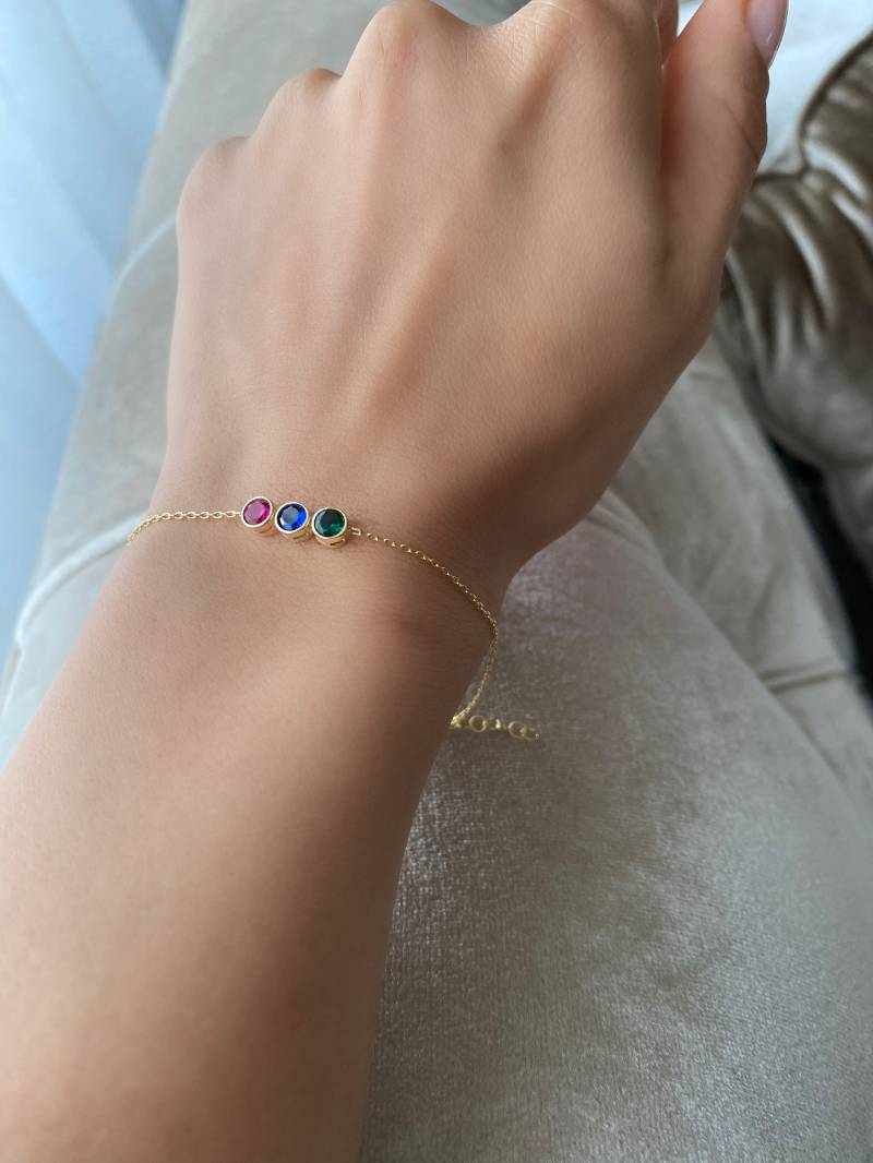 Geburtsstein Armband Sterling Silber Benutzerdefinierte Für Die Familie Mutter Und Kind Birthstone von GlorriaSense