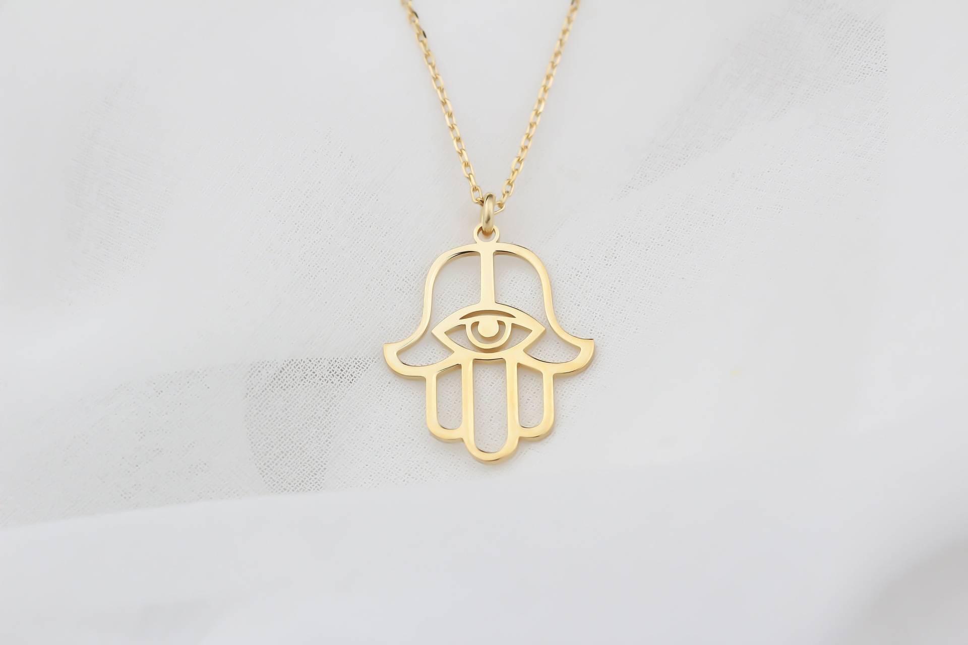 Hamsa Halskette Sterling Silber Hand Of Fatima Anhänger Evil Eye von GlorriaSense