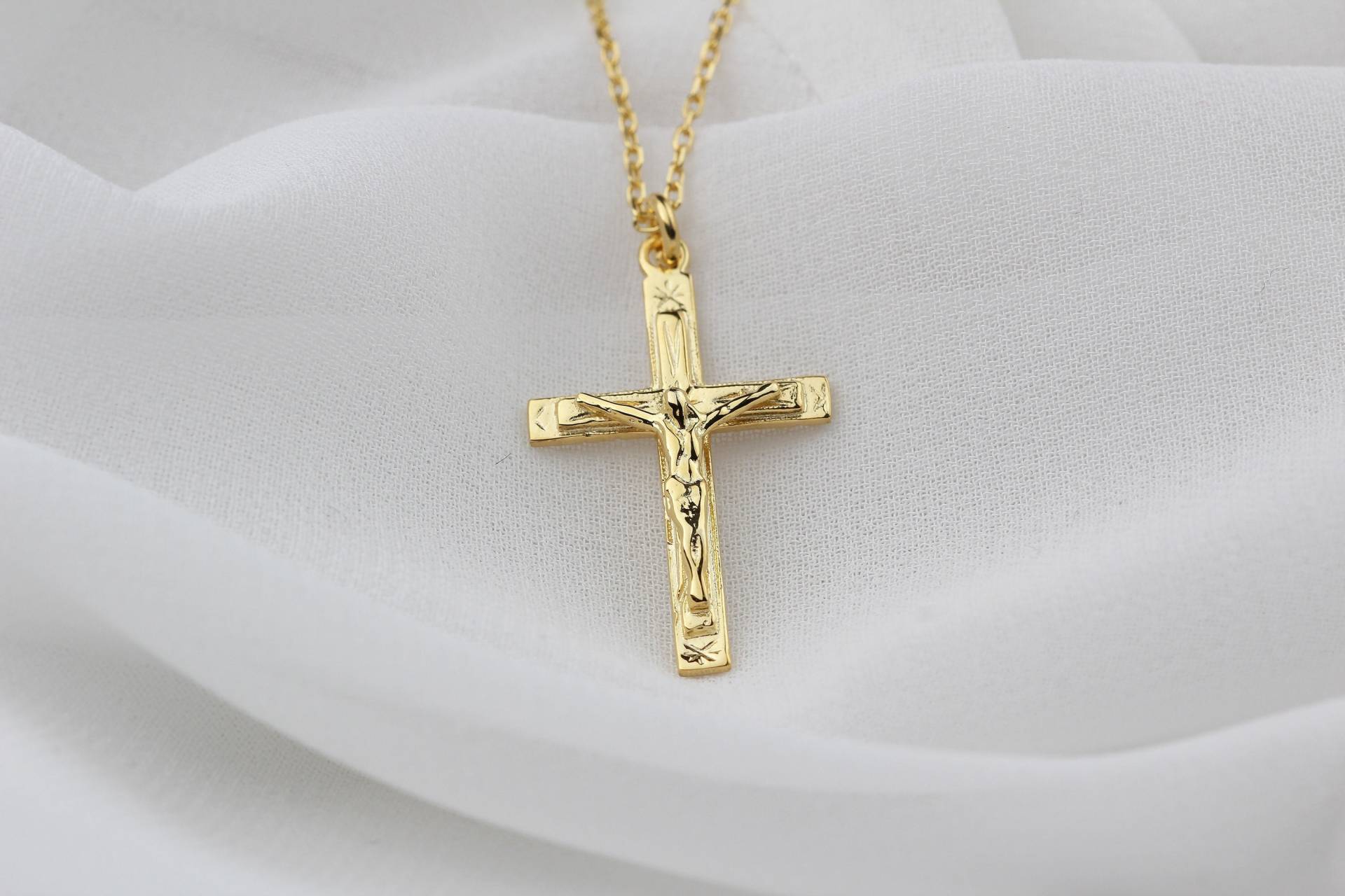 Jesus Christus Halskette Silber Kruzifix Gold Kreuz Zierliche Christliche Zarte Sterling von GlorriaSense