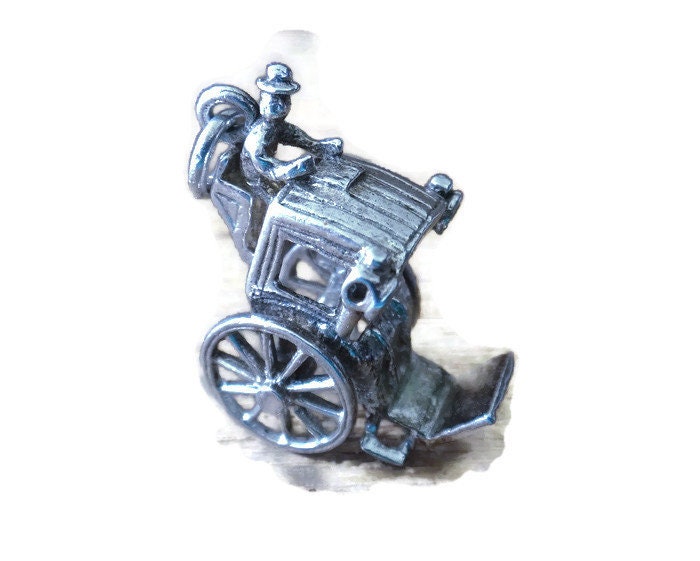 Vintage Pferd Gezeichnet Buggy Mit Fahrer Damen Silber Charme Portofrei von GloryBeVintageWares