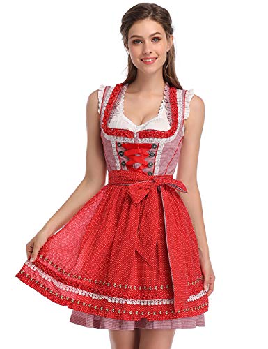 GloryStar Damen Oktoberfest Dirndl Set 3-teilig - Mehrfarbig - Large von GloryStar