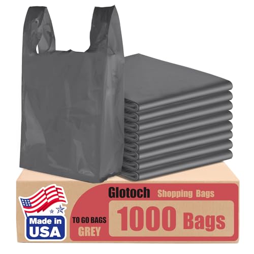 Glotoch 1000 Stück Kunststoff-T-Shirt-Taschen, grau, 30,5 x 16,5 x 53,3 cm, weiße Einkaufstasche für Restaurant, Einzelhandel, Lebensmittelgeschäft, Einkaufstasche in Großpackung Glotoch 1000 Stück Kunststoff-T-Shirt-Taschen, grau, 30,5 x 16,5 x 53,3 cm, weiße Einkaufstasche für Restaurant, Einzelhandel, Lebensmittelgeschäft, Einkaufstasche in Großpackung von Glotoch Express