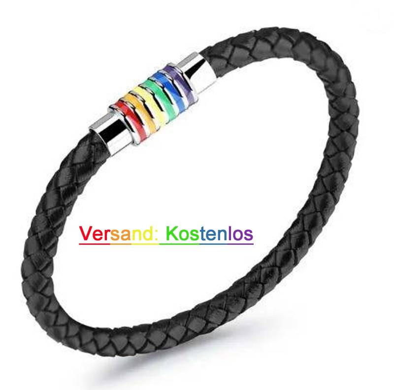 Lgbtq Pride Schwarzes Geflochtenes Armband Aus Pu Leder Mit Edelstahl Magnetverschluss Regenbogen Homosexuell Loveparade Csd Gay Lesbien Lgbtq Pride Schwarzes Geflochtenes Armband Aus Pu Leder Mit Edelstahl Magnetverschluss Regenbogen Homosexuell Loveparade Csd Gay Lesbien von GlotzbaretBerlin
