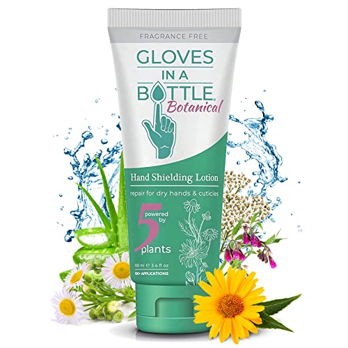 Gloves In A Bottle Schutzlotion für trockene Haut, Handlotion in Reisegröße, schützt und stellt trockene und rissige Haut wieder her (1 Stück, botanisch) von Gloves In A Bottle