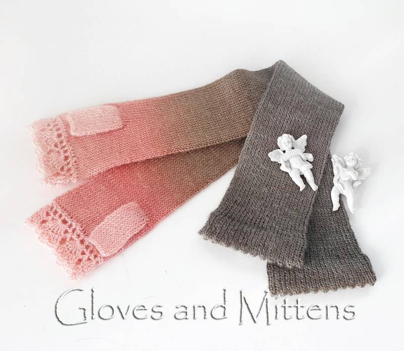 Rosa Bis Taupe Farbverlauf Gestrickte Fingerlose Handschuhe Alpaka Wolle Lange Armstulpen von GlovesAndMittens