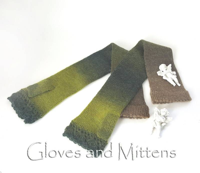 Grüne Farbverlaufsstrick Armstulpen Alpaka Wolle Lange Armstulpen von GlovesAndMittens