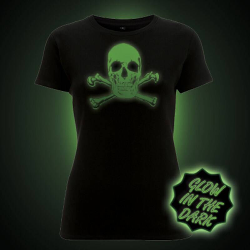 Glühen Im Dunklen T-Shirt. Totenkopf Mit Gekreuzten Knochen | Damen Tailliert Glühen Im Dunklen T-Shirt. Totenkopf Mit Gekreuzten Knochen | Damen Tailliert von GlowClothing