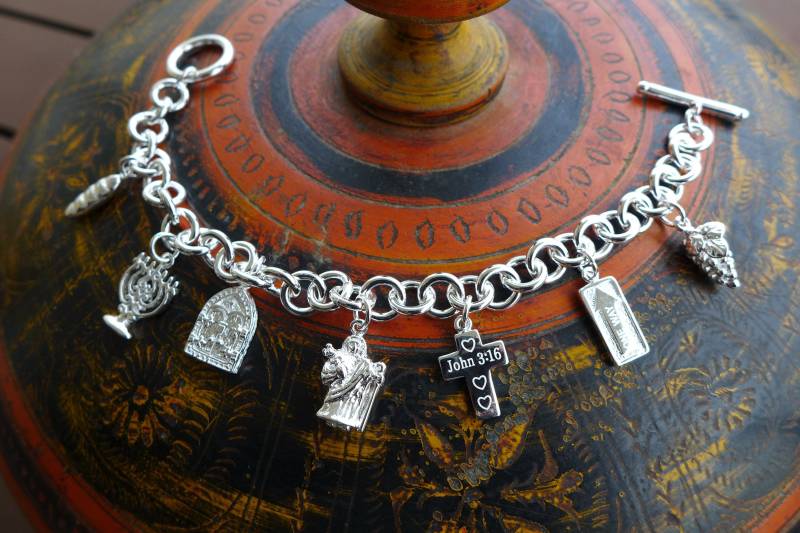 Sterling Silber/Handgefertigtes Charms Armband/Jesus "Ich Bin Statements/Bibel-Inspirierter/Christlicher Schmuck Sterling Silber/Handgefertigtes Charms Armband/Jesus "Ich Bin Statements/Bibel-Inspirierter/Christlicher Schmuck von GlowWithHisLove