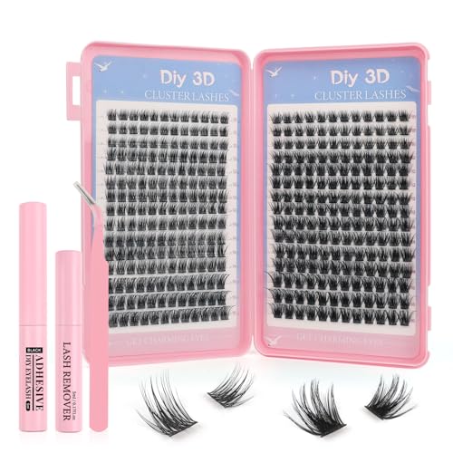 Glowing Win Wimpern Extensions Set 360 Stück Lashes Extension Set Mit Kleber Entferner und Applikator Cluster Lashes Einzelne Wimpern 10-16mm Wimpernverlängerung für DIY zu Hause von Glowing Win