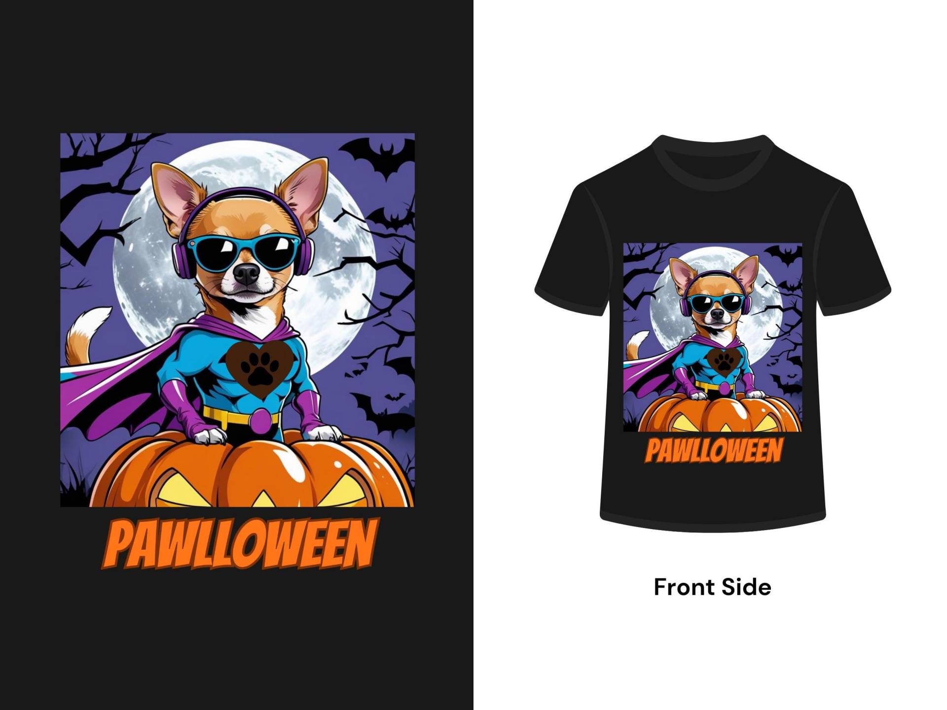 Halloween Chihuahua T-Shirt Gruseliges Superhelden Hundeliebhaber Kostüm Halloween Chihuahua T-Shirt Gruseliges Superhelden Hundeliebhaber Kostüm von GlowingAndGrounded
