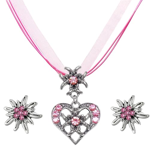 Glowjoy 3 Stück Trachtenschmuck Set, Trachten Herz Anhänger und Strass Edelweiß Ohrstecker, Dirndlschmuck, Oktoberfest Deko, für Damen Oktoberfest Dirndl und Lederhose Accessoires Glowjoy 3 Stück Trachtenschmuck Set, Trachten Herz Anhänger und Strass Edelweiß Ohrstecker, Dirndlschmuck, Oktoberfest Deko, für Damen Oktoberfest Dirndl und Lederhose Accessoires von Glowjoy