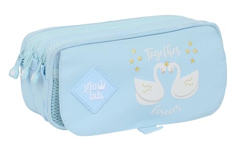 Glowlab CISNES Federmäppchen mit Dreifach-Big, Federmäppchen für Kinder, ideal für Schulkinder, bequem und vielseitig, Qualität und Widerstandsfähigkeit, 21,5 x 8 x 10 cm, Hellblau, hellblau, von Glowlab