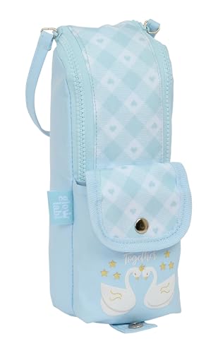 Glowlab CISNES Federmäppchen mit Griff, Federmäppchen für Kinder, ideal für Schulkinder, bequem und vielseitig, Qualität und Widerstandsfähigkeit, 6 x 21 x 6 cm, Hellblau, hellblau, Estándar, Casual von Glowlab