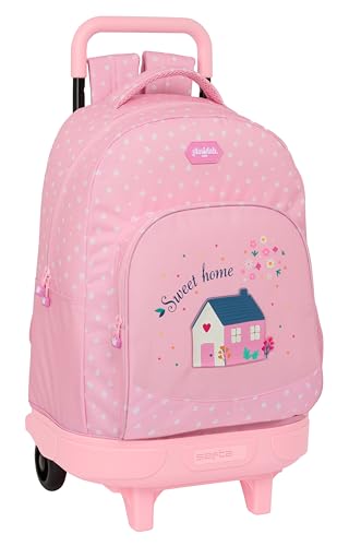 Glowlab Kids Sweet Home Großer Rucksack mit Rädern, kompakt, abnehmbar, ideal für Kinder unterschiedlichen Alters, bequem und vielseitig, Qualität und Widerstandsfähigkeit, 33 x 22 x 45 cm, Rosa, von Glowlab