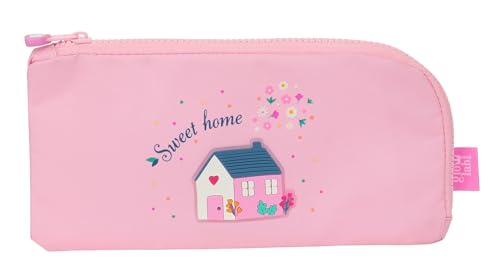 Glowlab Kids Sweet Home – flaches Federmäppchen, recycelbarer Stoff, Federmäppchen für Kinder, ideal für Schulkinder, bequem und vielseitig, Qualität und Widerstandsfähigkeit, 23 x 11 cm, Rosa, Rosa, von Glowlab