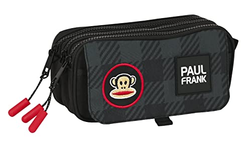 safta Paul FRANK Campers - Dreifach-Federmäppchen, für Kinder, ideal für Kinder von 5 bis 14 Jahren, bequem und vielseitig, Qualität und Stärke, 21,5 x 8 x 10 cm, Schwarz, Schwarz, Estándar, Lässig von Glowlab