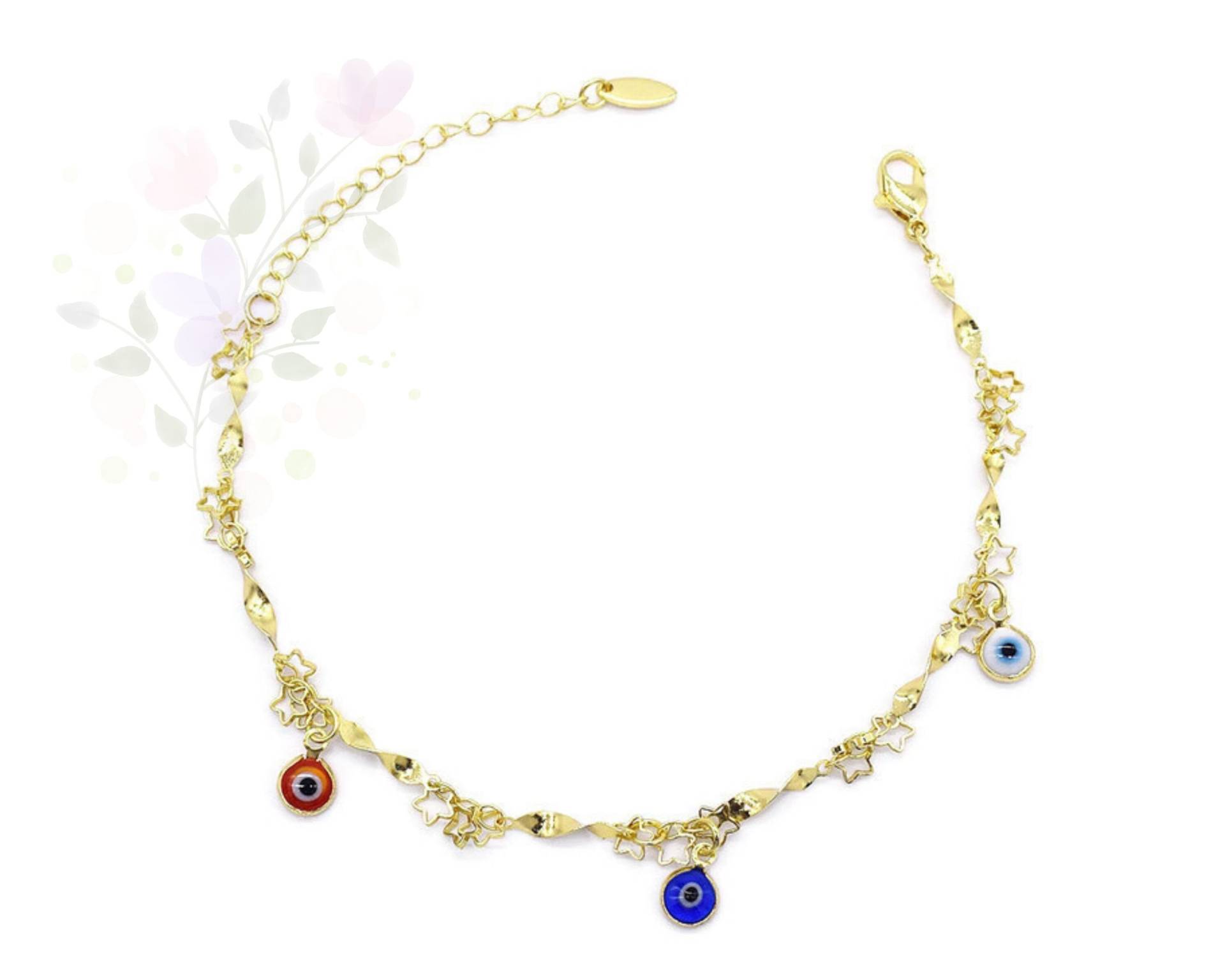 Evil Eye Fußkettchen Und Stern 18K Vergoldet Bobo Strand Fuß Schmuck Geschenk Für Frauen von GloyJewelry