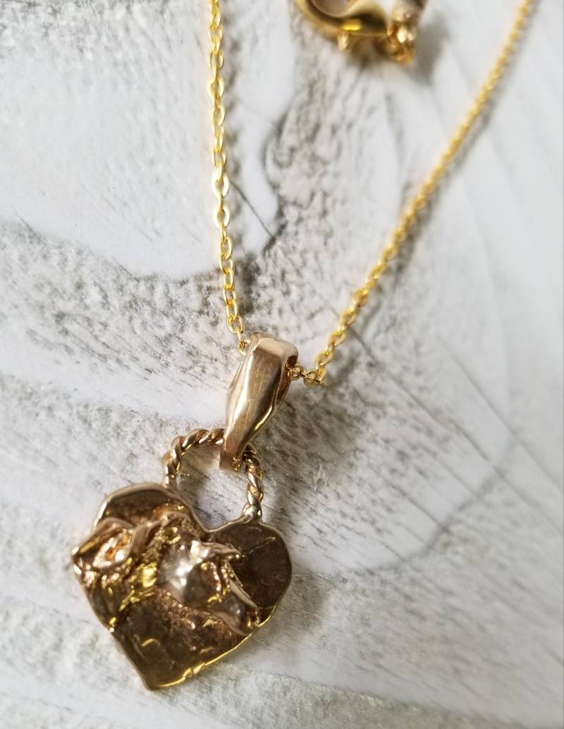 Bronze Handwerker Pferdeherz Halskette 24K Vergoldete Kette Bronze Handwerker Pferdeherz Halskette 24K Vergoldete Kette von GltzStudio