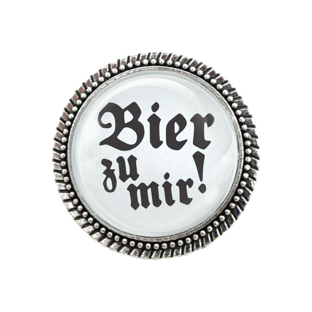 Gaudibrosche "'bier Zu Mir'' | Trachtenanstecker Trachtenbrosche in Silber, Bronze Mit Geschenk-Etui Trachten Accessoire von GlubbalDE