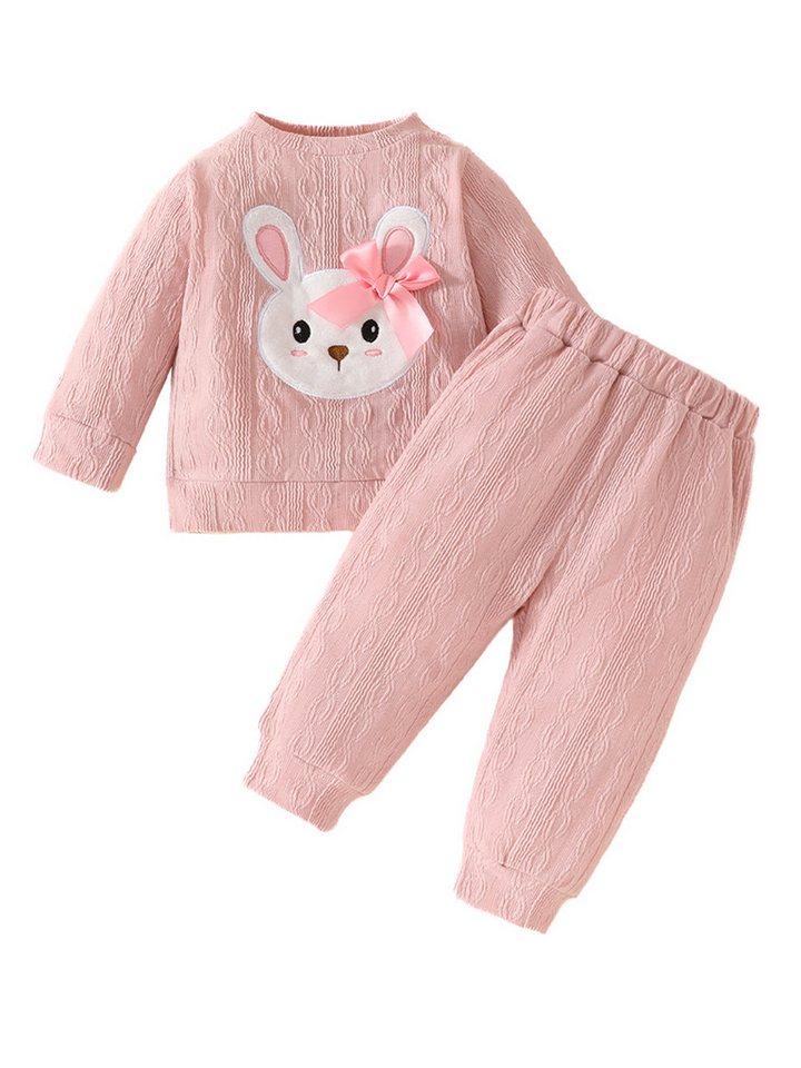Gluckids Langarmshirt & Hose Baby Mädchen Langarm Outfits Set Cartoon-Druck Babykleidung Hosenanzug (2 Teile, Langarm-Sweatshirt + Hose) Warm Baby-Sets täglich Sportanzug Frühling & Herbst Freizeitanzug von Gluckids