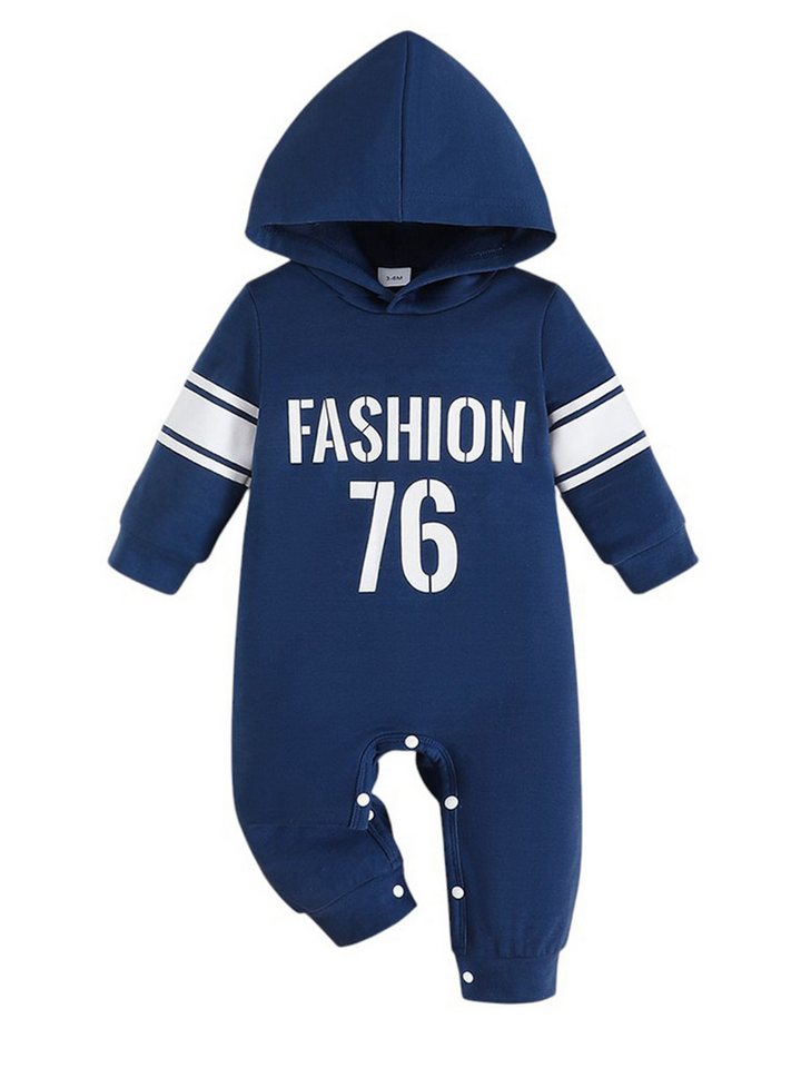 Gluckids Strampler Baby Jungen Lässig Langarm overall mit Kapuze (1-tlg) Body mit Farbblockmuster, Krabbeloutfit für Neugeborene von Gluckids