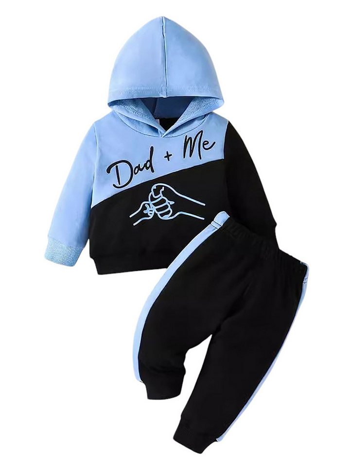 Gluckids Top & Hose Baby Jungen Printed Kapuzenpullover Sporthosen Outfits Jogginganzug 2-tlg. Langarm Hoodie + Hosen Set Trainingsanzug Täglich Freizeitanzug von Gluckids