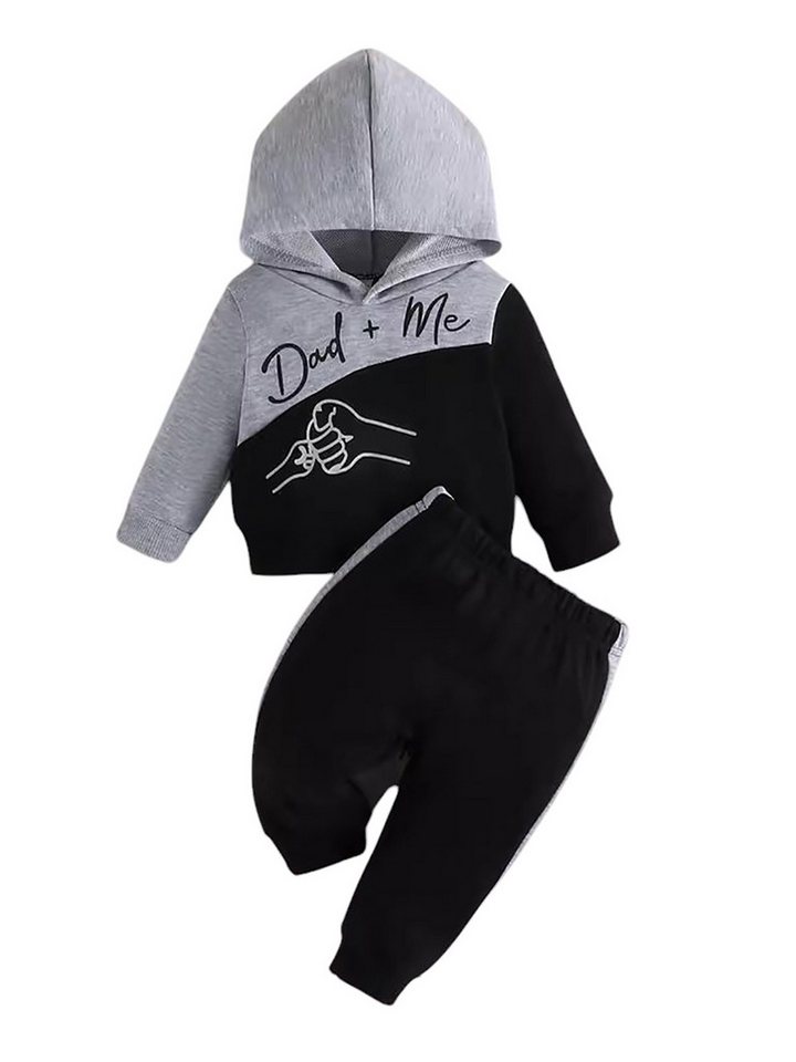 Gluckids Top & Hose Baby Jungen Printed Kapuzenpullover Sporthosen Outfits Jogginganzug 2-tlg. Langarm Hoodie + Hosen Set Trainingsanzug Täglich Freizeitanzug von Gluckids