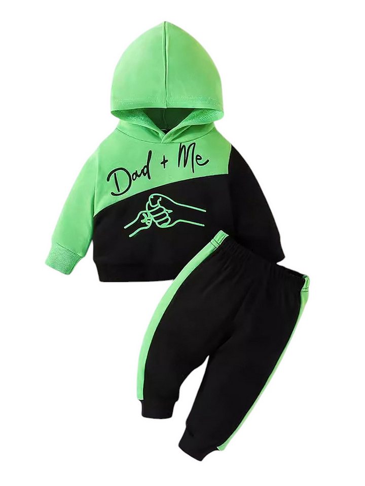 Gluckids Top & Hose Baby Jungen Printed Kapuzenpullover Sporthosen Outfits Jogginganzug 2-tlg. Langarm Hoodie + Hosen Set Trainingsanzug Täglich Freizeitanzug von Gluckids