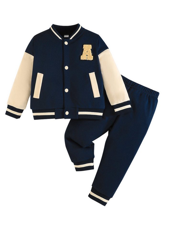 Gluckids Trainingsanzug Jungen Modisches Baseball Jacken und Hosen Set für Frühling/Herbst, Kontrastfarben Sportliche Sweatshirts und Freizeithosen für Kinder von Gluckids