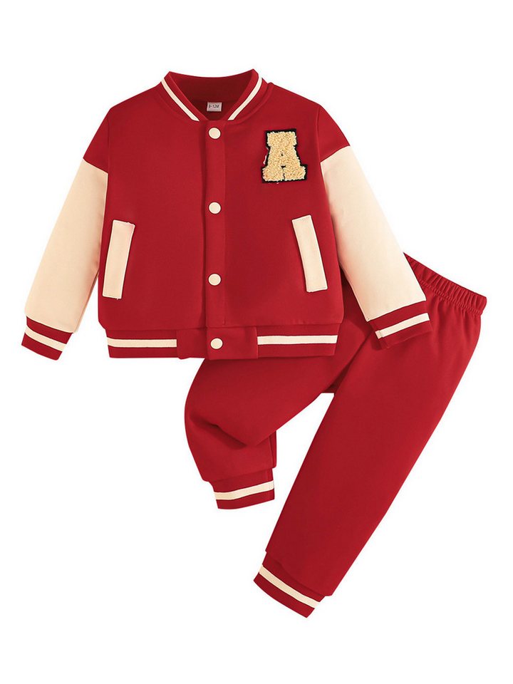 Gluckids Trainingsanzug Jungen Modisches Baseball Jacken und Hosen Set für Frühling/Herbst, Kontrastfarben Sportliche Sweatshirts und Freizeithosen für Kinder von Gluckids