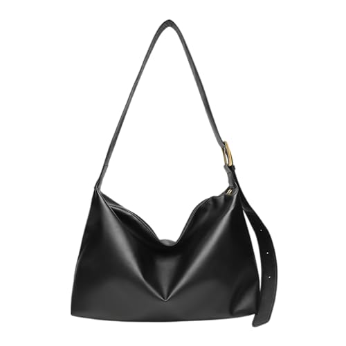 Gluckstar Große Damen Handtasche PU Leder Shopper Umhängetasche Damen Schultertasche mit Verstellbarem Gurt Leicht Elegant für Alltag Arbeit Reisen Freizeit, Schwarz von Gluckstar