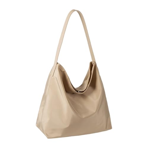 Gluckstar Große Damen Umhängetasche Nylon Shopper Tasche Groß Schultertasche Handtasche Damen für Alltag Arbeit Reisen Freizeit Damentaschen Umhängetasche, Wasserdicht Leicht Elegant (Beige) von Gluckstar