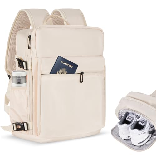 Gluckstar für Easyjet Handgepäck 45x36x20 Rucksack Handgepäck Flugzeug Kabinentasche, 30L Reiserucksack Unter Sitz Handgepäck Tasche, 17 Zoll carry-on Laptoprucksack für Herren Und Damen groß Beige von Gluckstar