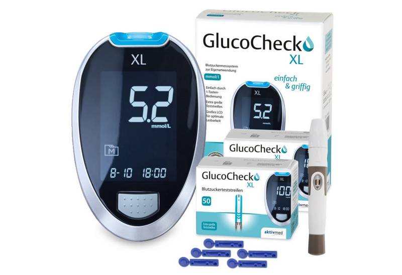 GlucoCheck Blutzucker-Teststreifen GlucoCheck XL Starter-Set mit 110 Blutzuckerteststreifen mmol/l von GlucoCheck